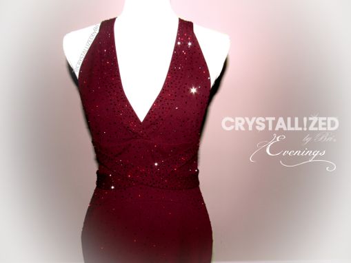 Custom Made Custom Crystallized Evening Gown Formal Prom Dress Wedding Attire Bling European Crystals Bedazzled