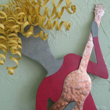 Custom Made Metal Art Music Wall Decor - Guitar Lady - Reclaimed Metal Wall Sculpture