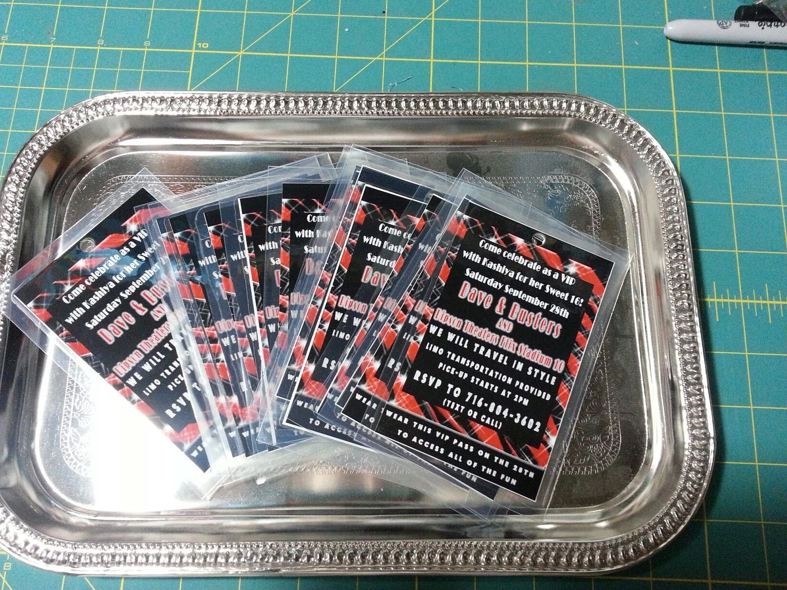 Hand Crafted Custom Vip Laminated Birthday Party Invitations by