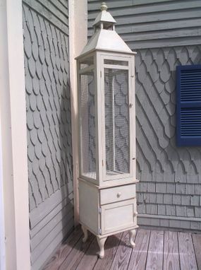 Custom Made Shabby Distressed Tall Bird Cage Cabinet
