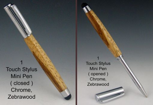 Custom Made Touch Stylus With Telescoping Mini Pen, Exotic Wood Body, Five Available Colors For Stylus Tip