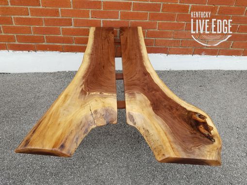 Custom Made Walnut Live Edge Coffee Table- Mid Century- Tapered Legs- Organic- Modern- Rustic- Reclaimed