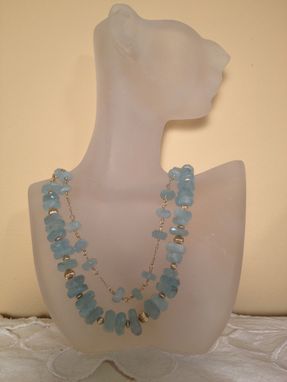 Custom Made Handmade Aquamarine Faceted Necklace With 14k Gold