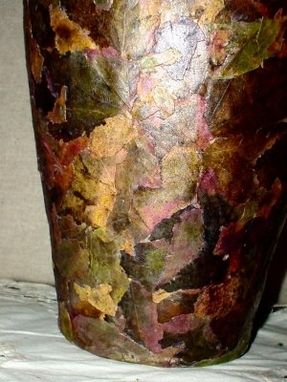 Custom Made Patchwork Pressed Maple Leaf Vase And Baskets
