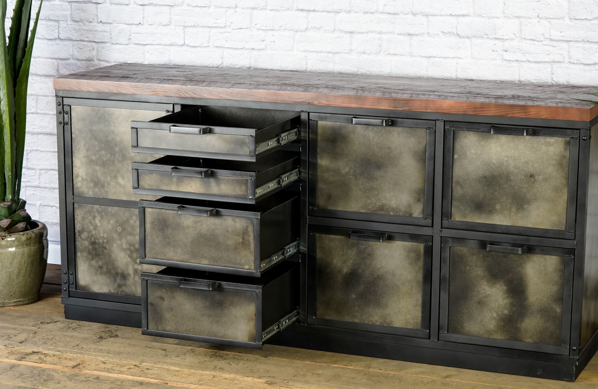 Buy Handmade Industrial Credenza With Drawers. Rustic Filing