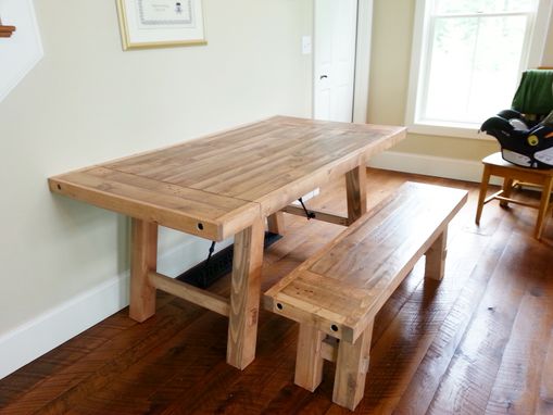 Custom Made Reclaimed Wood Table With Matching Bench