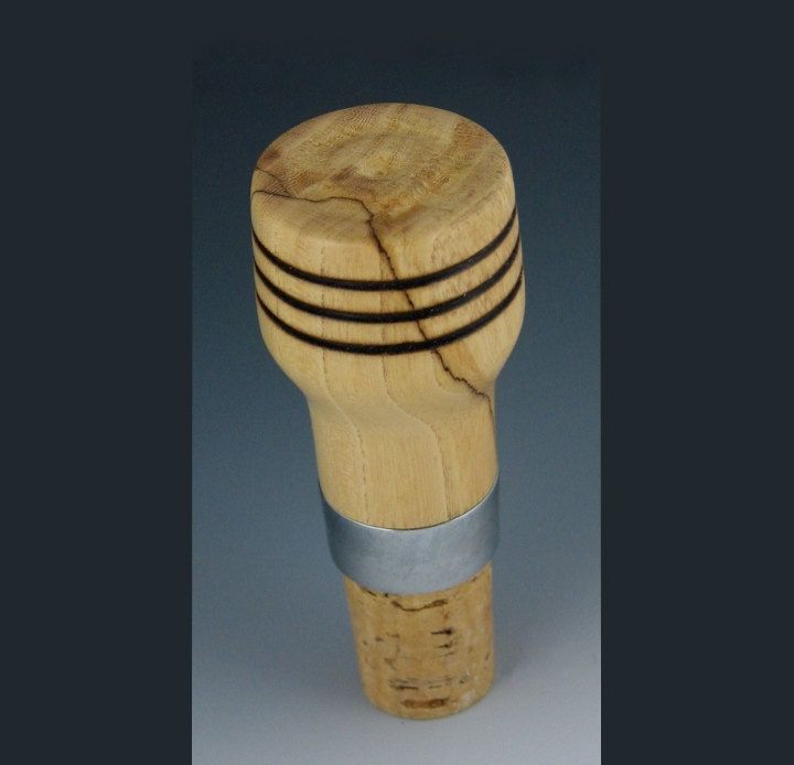 Custom Hand Crafted Wine Stopper, Chrome And Cork by