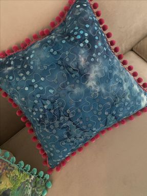Custom Made Designer Quilted Pillows With Pom-Poms