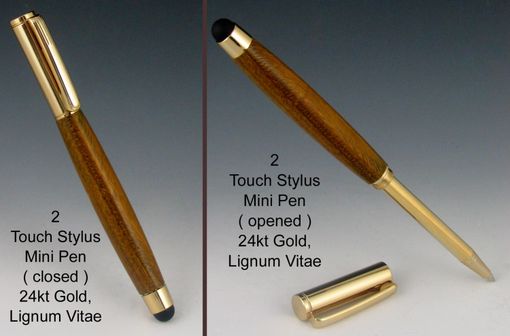 Custom Made Touch Stylus With Telescoping Mini Pen, Exotic Wood Body, Five Available Colors For Stylus Tip