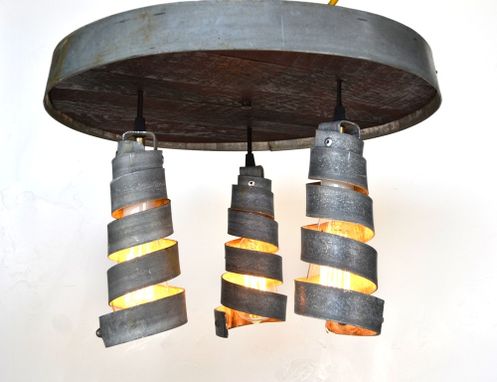 Custom Made Wine Barrel Head Ceiling Light - Tripoli - Made From Retired California Wine Barrels
