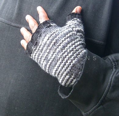 Custom Made Shades Of Gray / Fingerless Gloves For Men