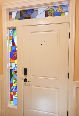 Custom Made Sidelight And Transom - Stained Glass With Fused Glass Elements