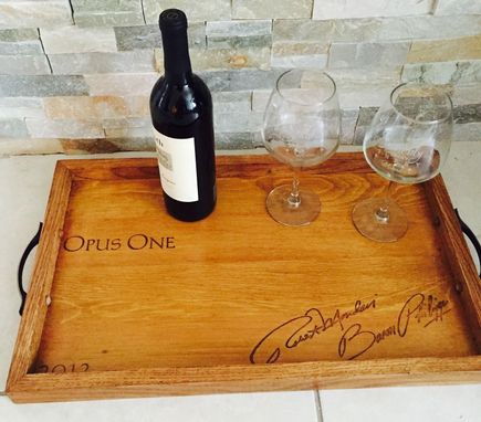 Custom Made Wine Panels Opus One Lid And White Oak Serving Tray Handmade