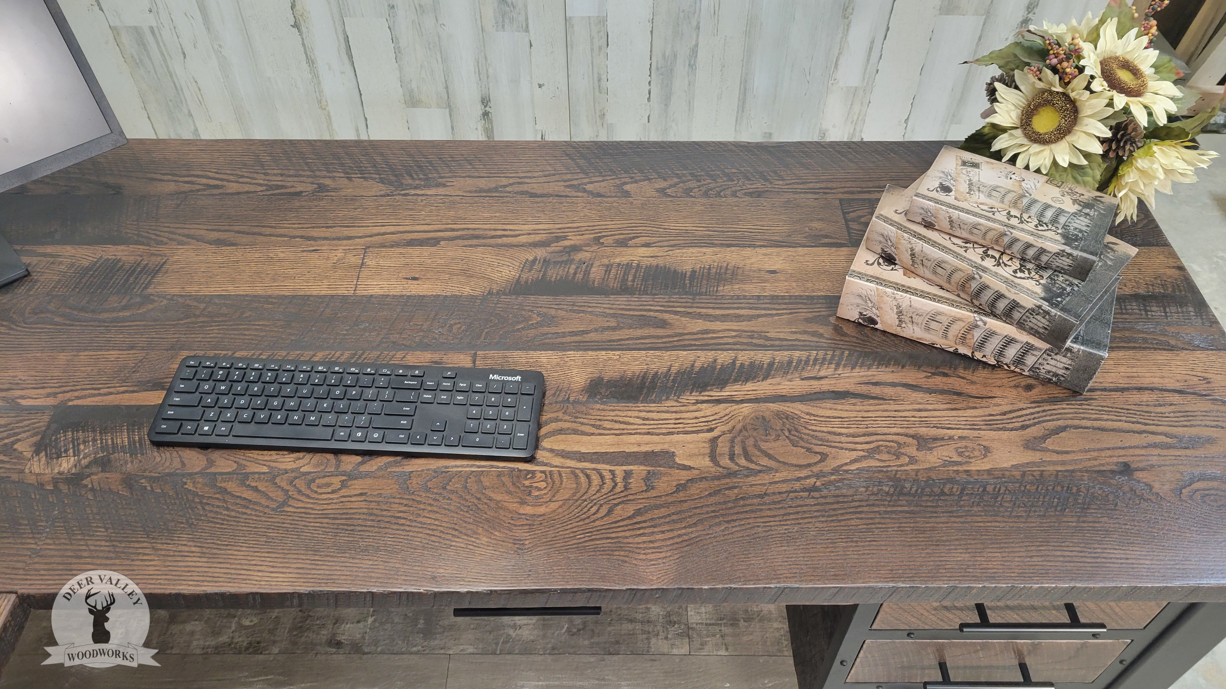 Reclaimed Wood Computer Desk, Rustic Corner Desk, Custom Barnwood