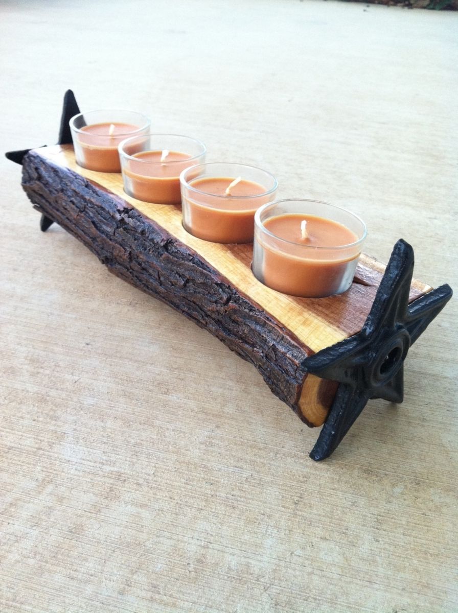 Hand Made Candle Holder, Texas Mesquite Candle Holder by Bc Creative