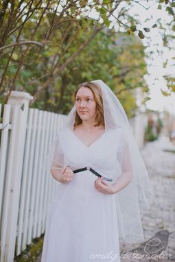 Custom Made Rebecca - Two Layer Ivory Veil With Vintage Lace Pearls And Buttons