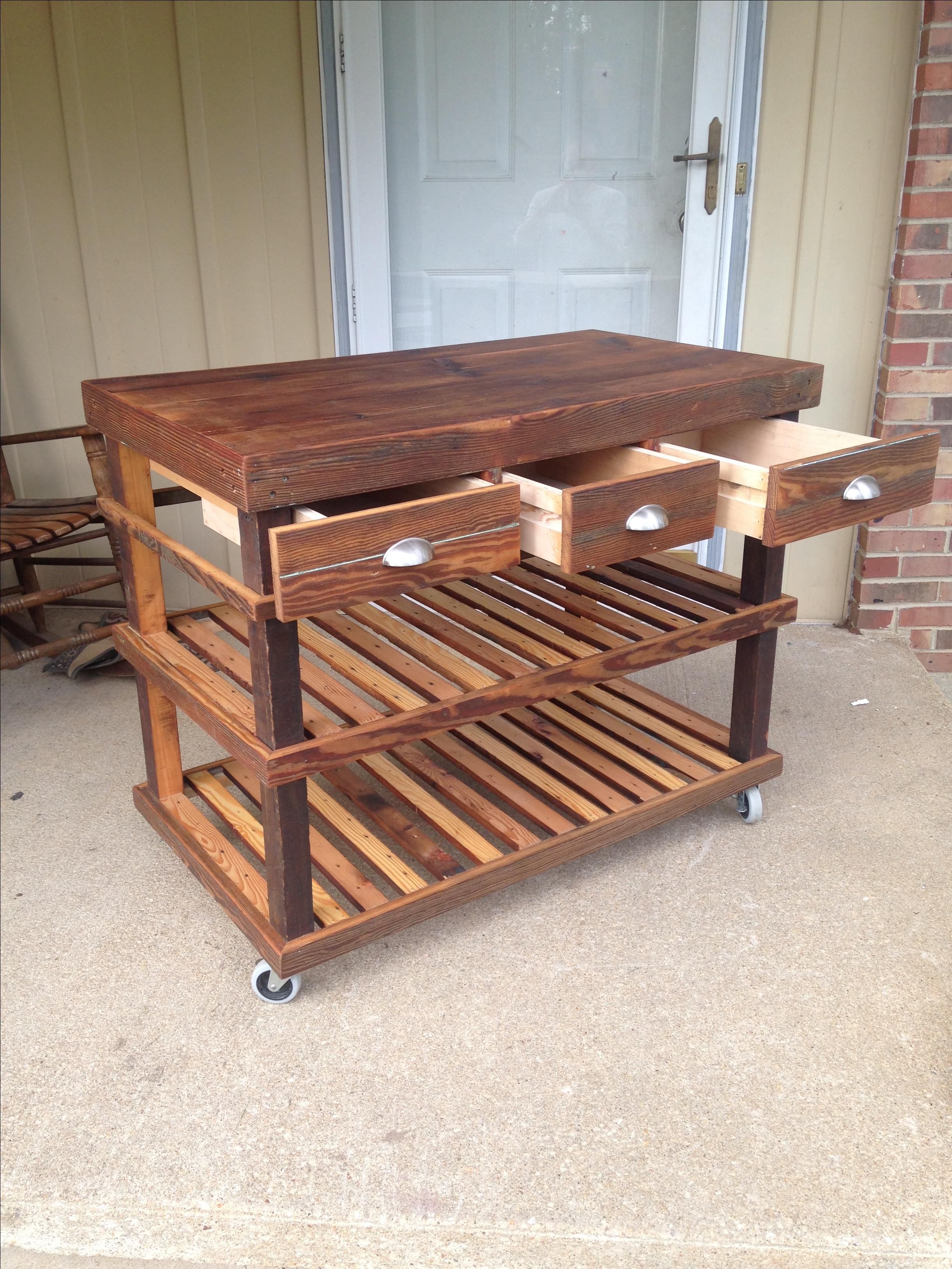 Hand Crafted Reclaimed Barnwood Kitchen Cart, Bar Cart, Buffet by
