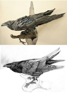 Custom Made Wildlife Sculpture, Raven