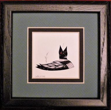 Custom Made Loons - Quilled Loon And Baby Miniature Wall Art Framed