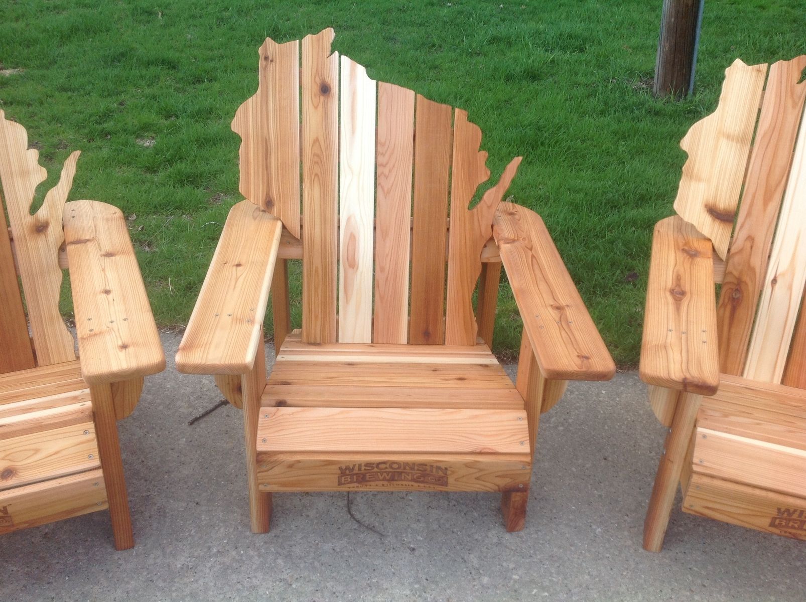 Handmade Cedar Adirondack Wisconsin Chairs With Personalized Laser