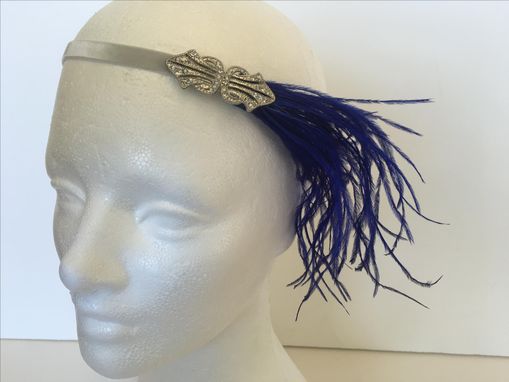 Custom Made Bridesmaids Headbands, Bridal Headpiece, Great Gatsby Headband, Blush Champagne Feather Fascinator