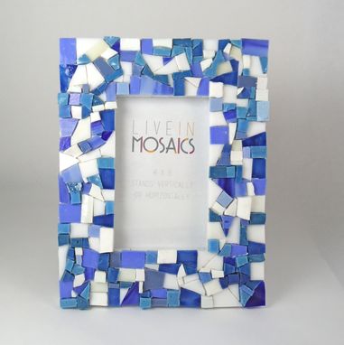 Custom Made Blue Mosaic Picture Frame