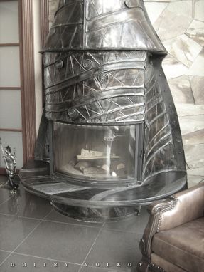 Custom Made Chimney. Fireplace. Forged Metal.