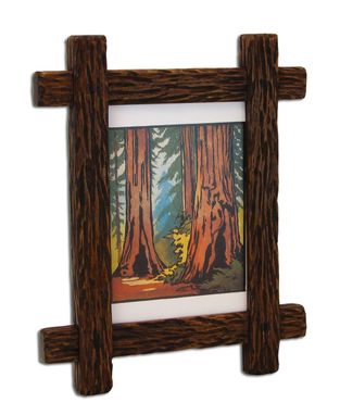 Custom Made Carved Adirondack Rustic Picture Frame