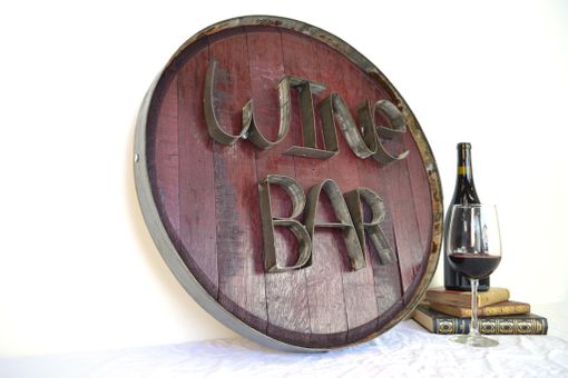 Custom Made Wine Barrel Head Sign - Wine Bar - Made From Retired California Wine Barrels