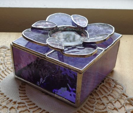 Custom Made Purple/Lavender Flower Stained Glass Box