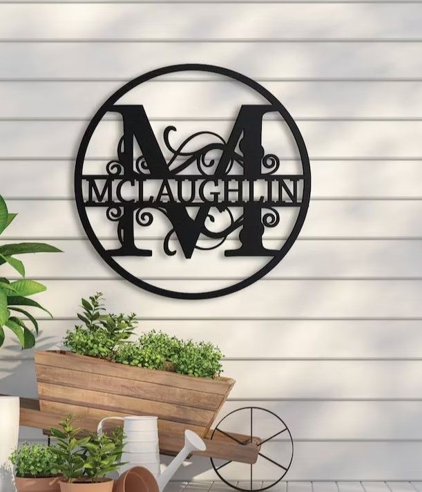 Buy Handmade Metal Monogram Sign, Custom Metal Sign, Metal Name Sign ...