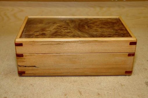 Custom Made Reclaimed Pine Box With Elm Burl Top Inlay
