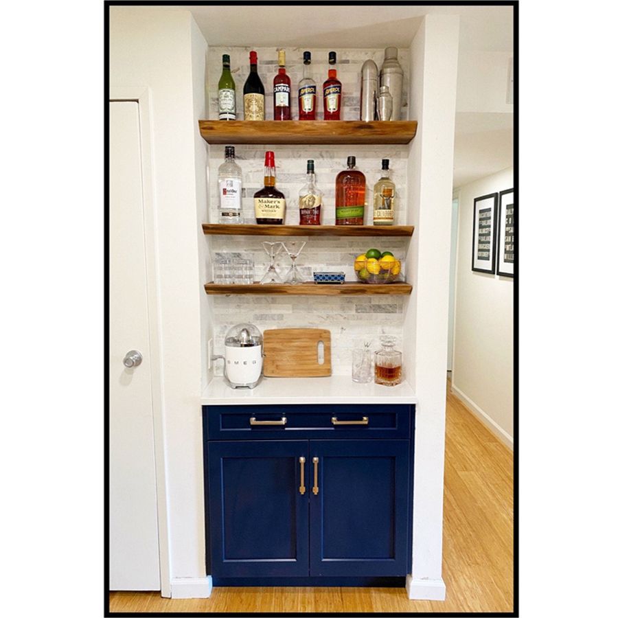 Hand Crafted Black Walnut Live Edge Floating Shelves Single Slab by