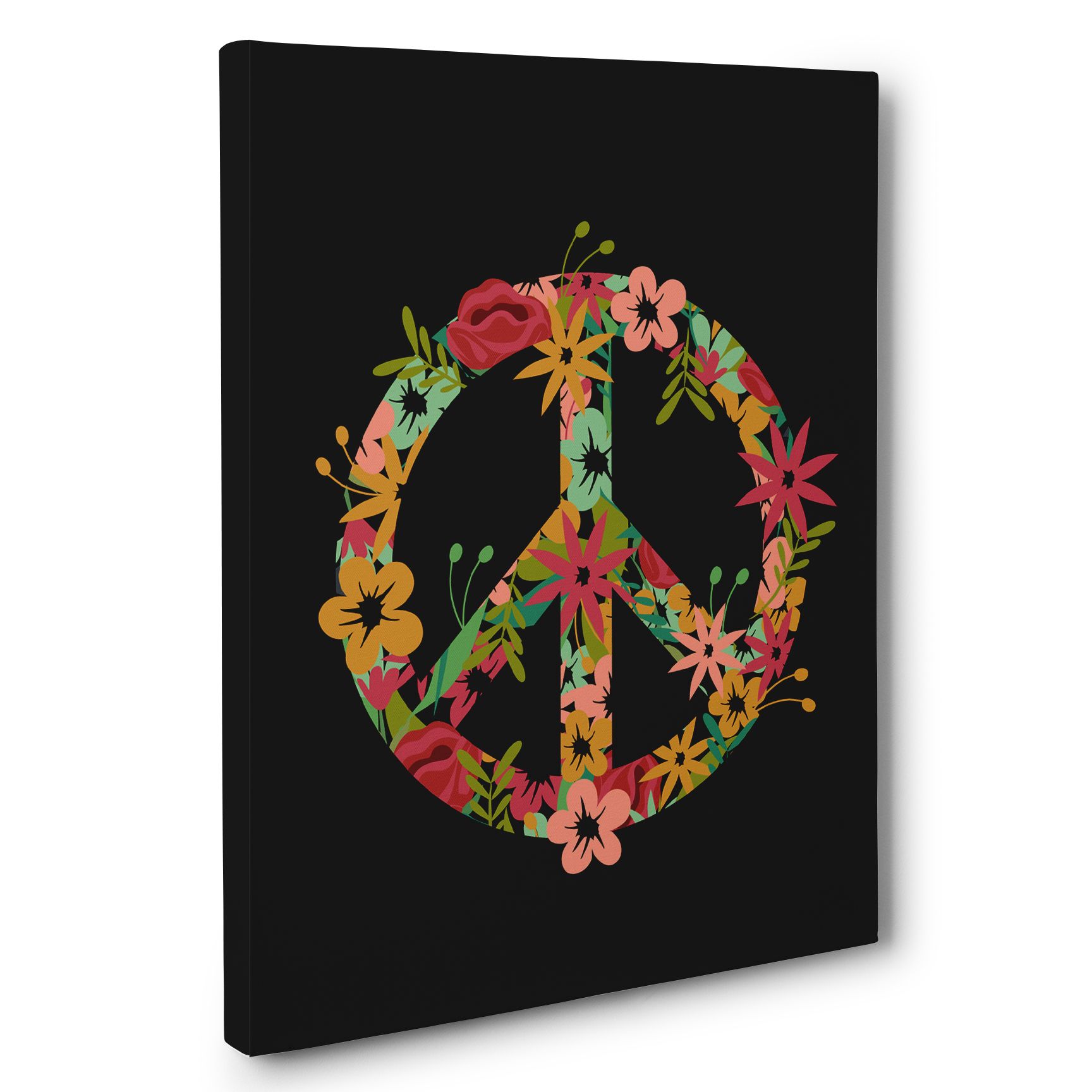 Buy A Hand Made Floral Peace Sign Home Decor Canvas Wall Art Made