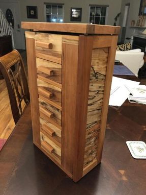 Custom Made Cherry Jewelry Box With Spalted Maple And Pecan Accent