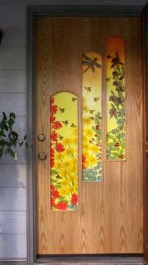 Custom Made Custom Made Fused Glass And Oak Entrance Door