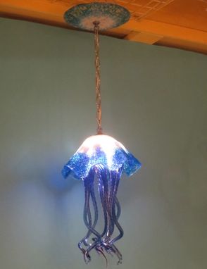 Custom Made Blown Glass Chandelier Jellyfish Light - Art Glass Lighting - Chandelier - Lighting