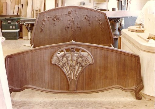 Custom Made Art Nouveau Mahogany Bed