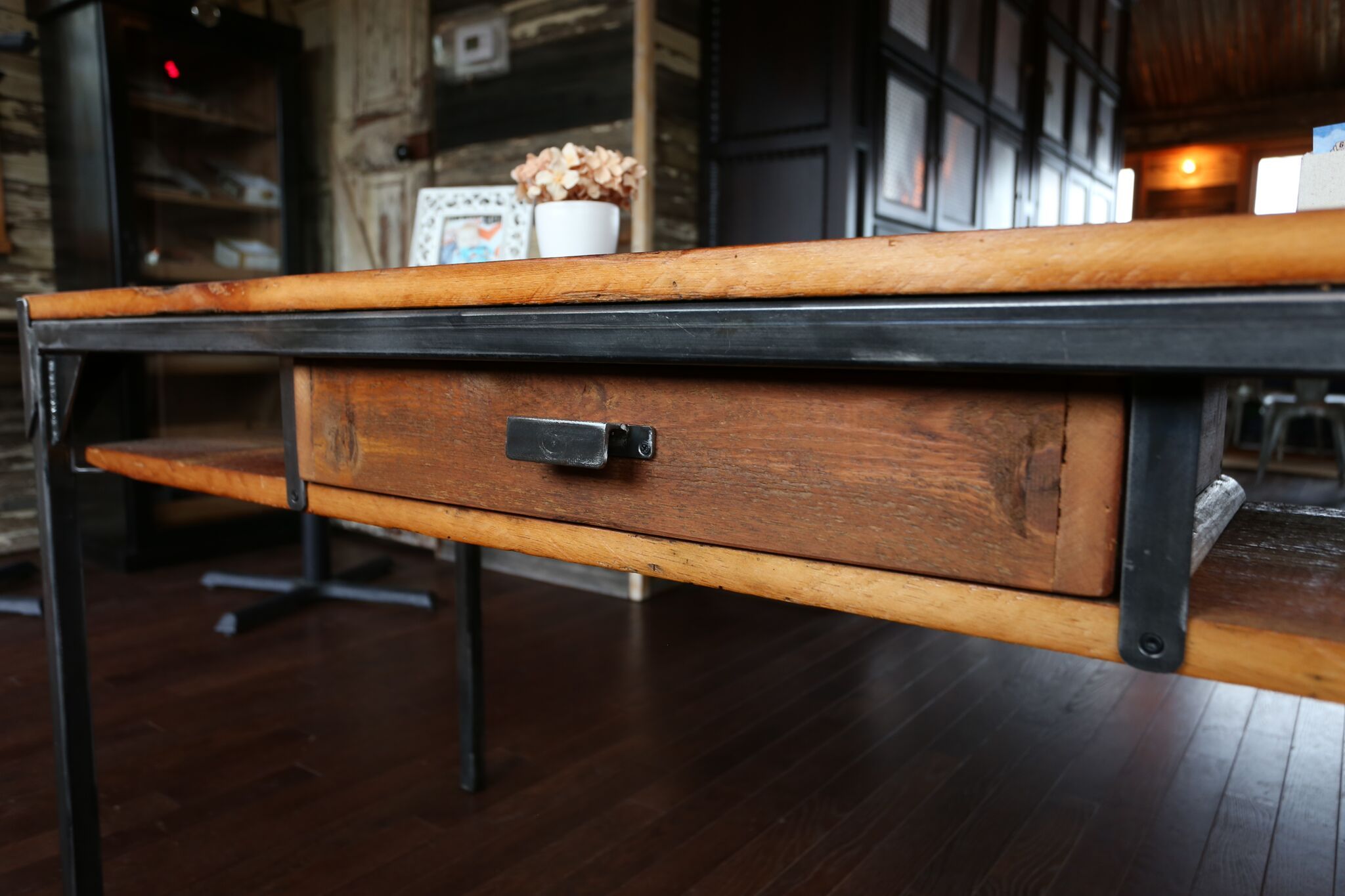 Hand Crafted Reclaimed Wood And Steel Desk by 512 Metalworks