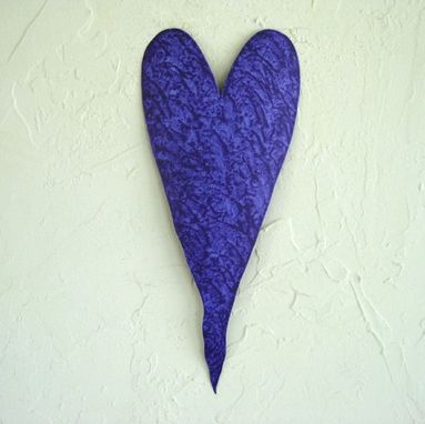 Custom Made Handmade Upcycled Metal Valentine's Heart Wall Decor In Bluish Purple