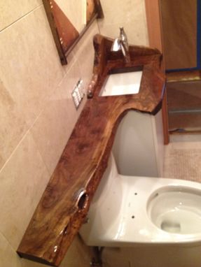 Custom Made Walnut Sink Counter Top And Wall Shelf