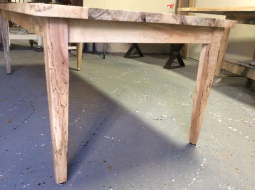 Custom Made Unusual Dining Table, Ready To Deliver, Local Spalted Maple, Bookmatched Center
