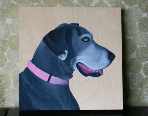 Custom Made Custom Pet Portrait, Wood Panel, Personalized Dog Cat Memorial Painting