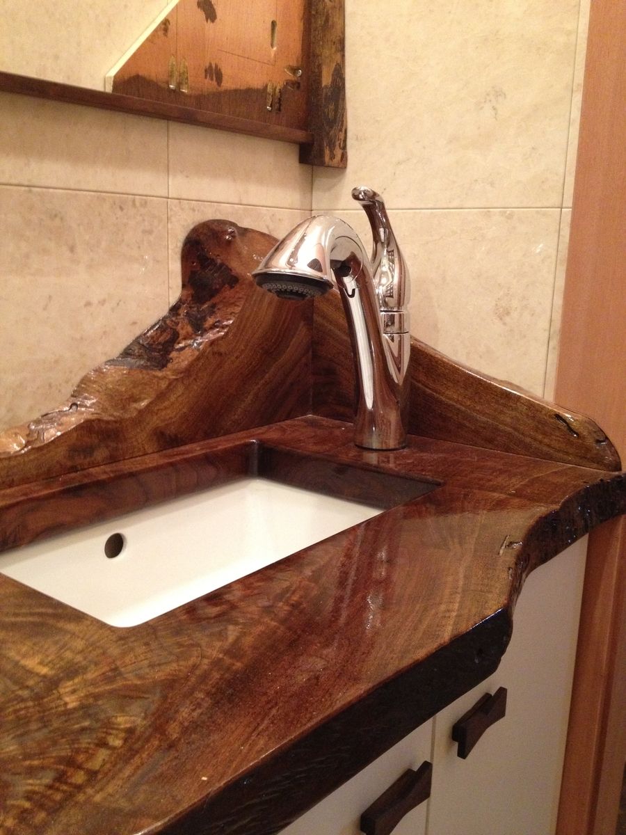 Hand Made Walnut Sink Counter Top And Wall Shelf by Kalmyk WW Inc ...