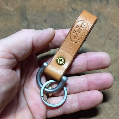 Custom Made Garny - Leather Keyring - Whiskey Color Leather And Solid Brass Hardware
