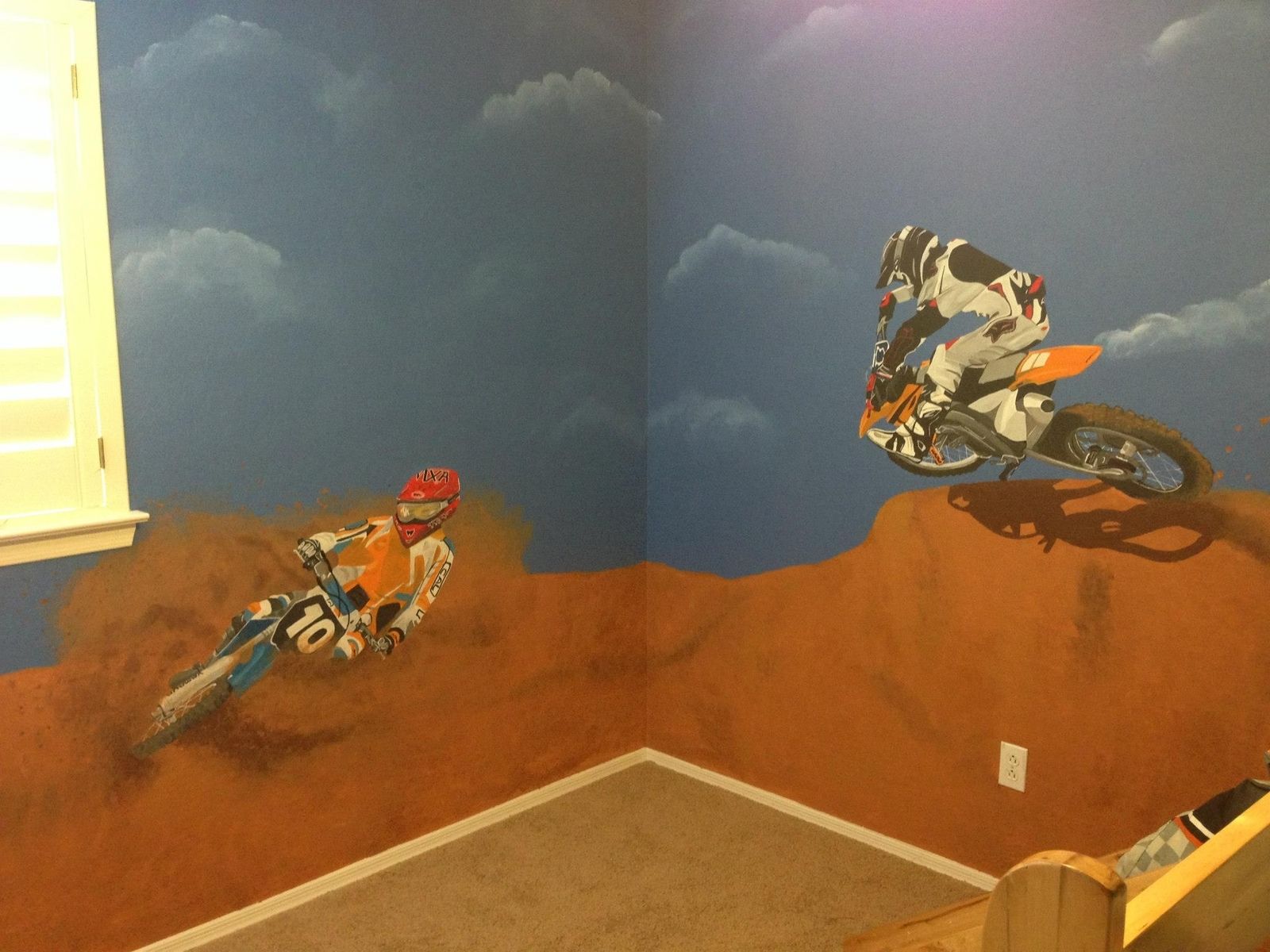 Hand Made Dirtbike Room Mural by Kid Murals by Dana