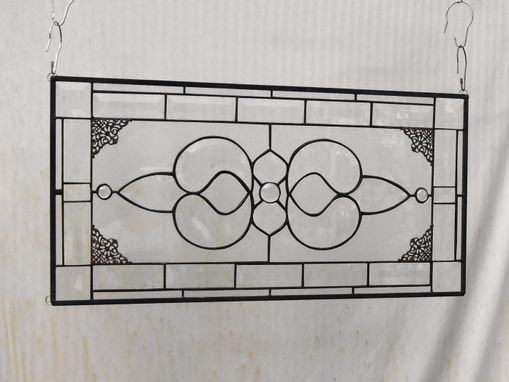 Custom Made Beveled Stained Glass Panel, Traditional Crystal / Frosted Stained Glass Transom Window
