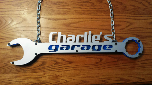Custom Made Custom 3-D Metal Wrench Garage Sign
