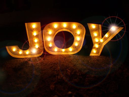 Custom Made Christmas Decoration Joy Large Huge Vintage Marquee Art Letter Bulb Channel 2ft X 2ft