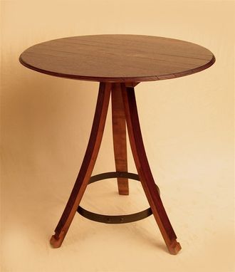 Custom Made The Bistro Round Table Recycled Oak Wine Barrel, Staves And Head/Top, 3 Legs